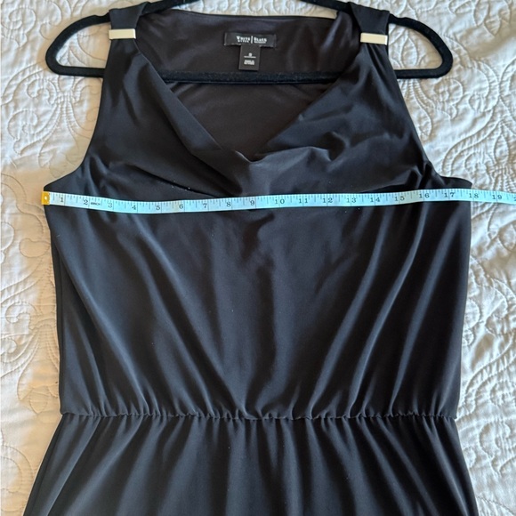 White House Black Market Drape Neck Black Mini Dress size Small - Picture 7 of 9